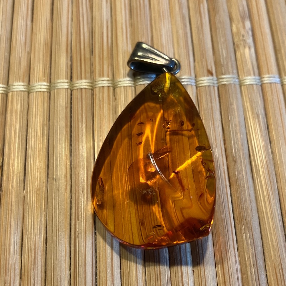 Genuine Amber Teardrop Pendant